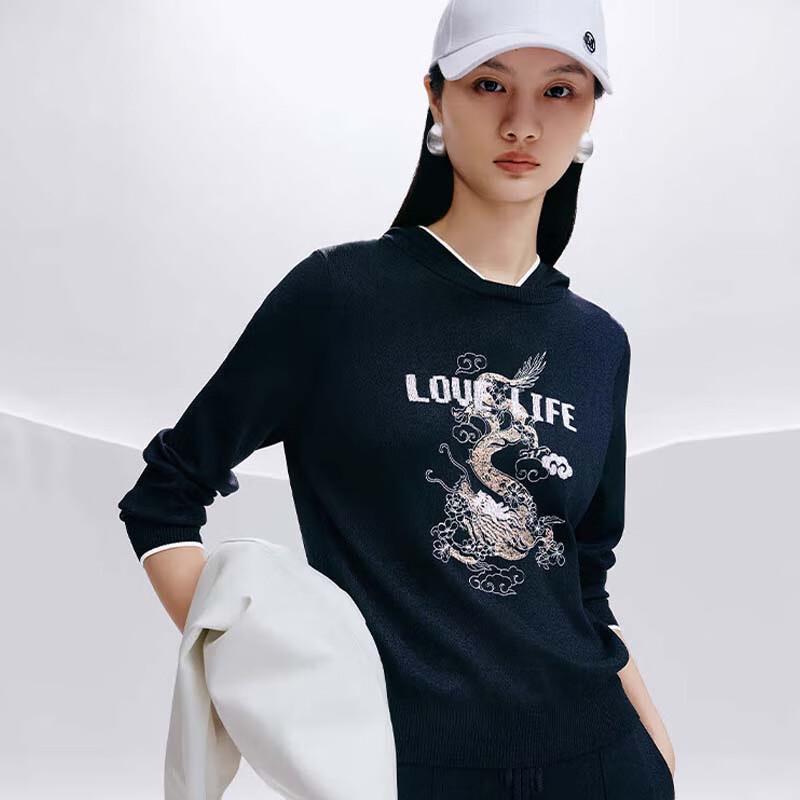 

JESSIE Women s Exquisite Embroidered Hooded Pullover Sweater XL