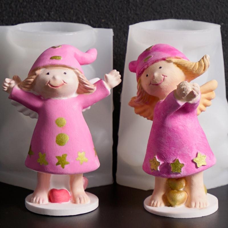 Easy to Use Silicone Candle Mould Featuring Detailed Sleep Angel Designs for Craft Projects