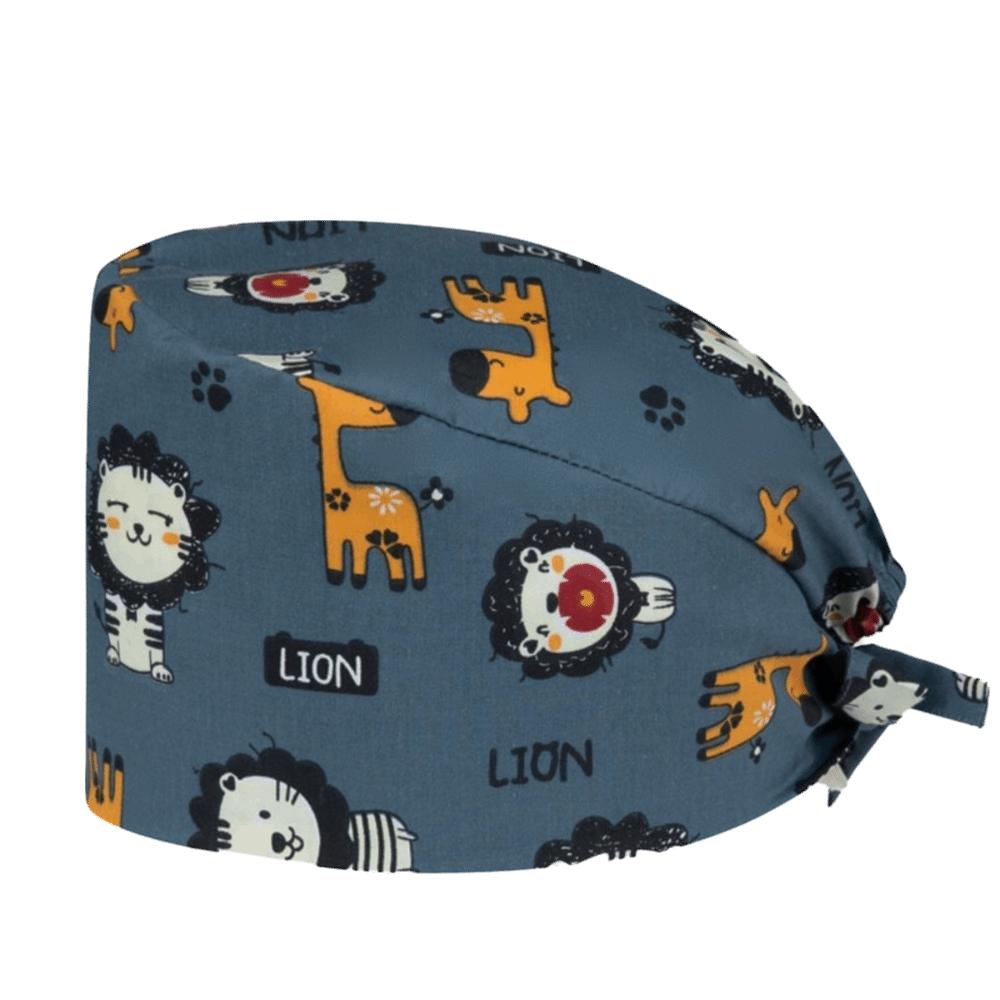 Unisex Cartoon Printing Scrub Cap Adjustable Buckle Print Design Lab Scrub Hat Breathable Soft Pure Healthcare Hats Pet Hospital