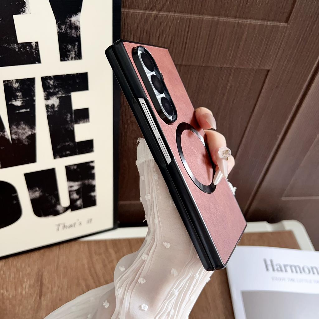 For Samsung Galaxy Z Fold7 5G Magnetic Case Calf Texture PU + TPU Folding Phone Cover