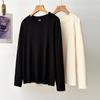 Plus Size Women Striped Jacquard Long Sleeve Casual Base Inner Top