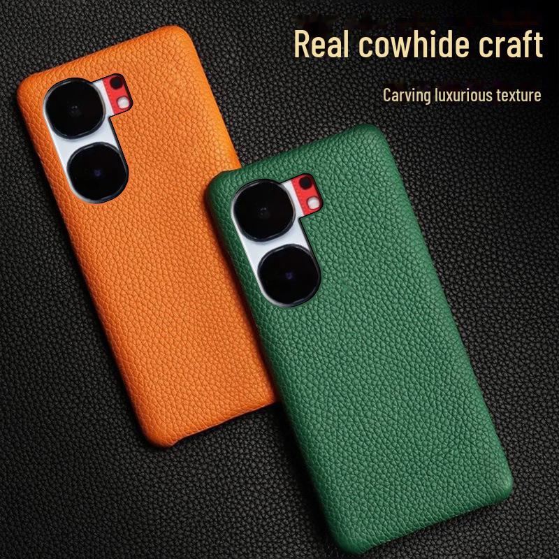 iQOO Neo9 & Neo9 Pro Genuine Leather Cowhide Lychee Pattern Half-Cover Case