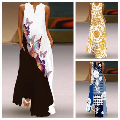 Women's Clothing Spring and Summer Fashion Print Long Skirt Dress Beach Vacation Casual Dresses