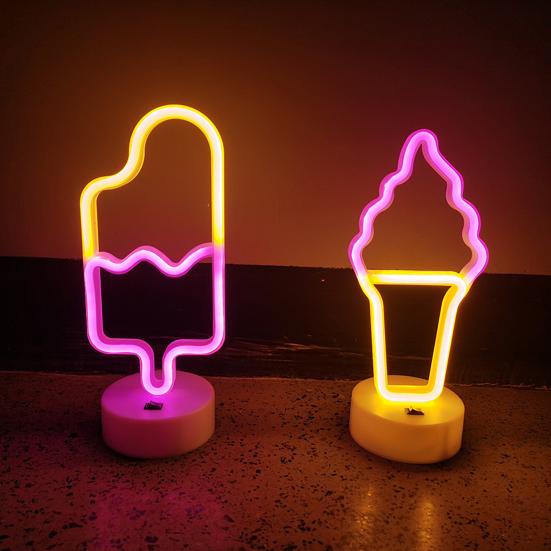 LED Night Light Good Brightness Decorative Portable Useful Bedroom Ice Cream/Ice Lolly Neon Lamp Party Decor