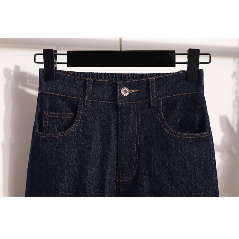 DIMANAF 2026 Plus Size Spring Summer Women Jeans Pants Denim Elastic Waist Oversize Fashion Pants 5XL Blue