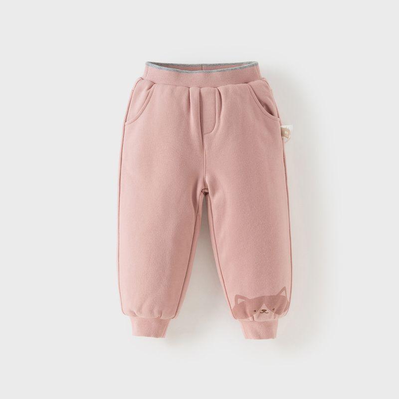 David Bella Children s Knit Cotton Pants 2026 Winter New Style Girls  and Boys  Warm Pants Thickened Jogger Pants Pink [Ready Stock] 80