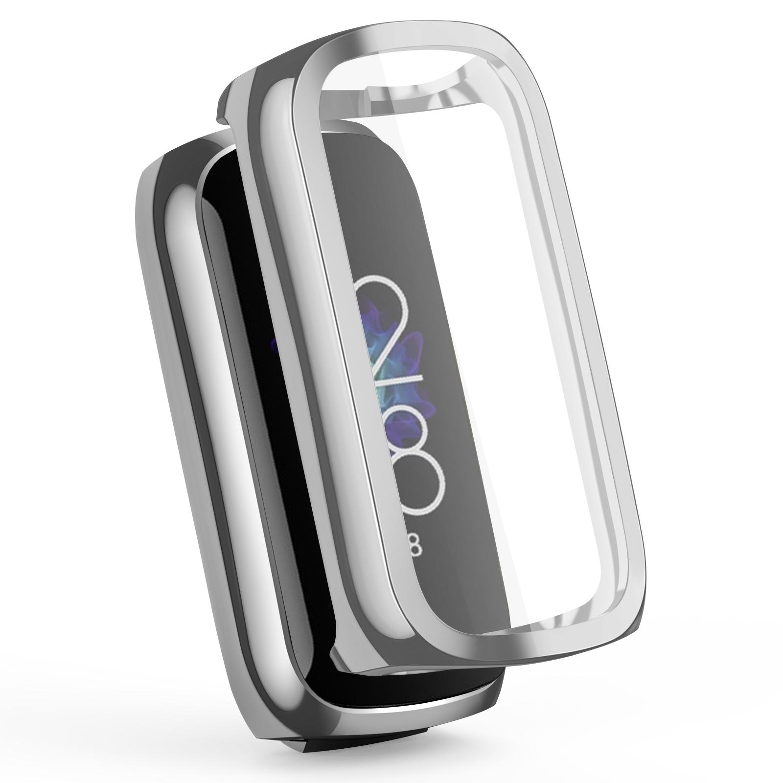 

Protective Case For Fitbit Luxe Full Screen Protector Cover Smart watch Bumper Soft TPU Plating Durable Case Shell Accessories срібний