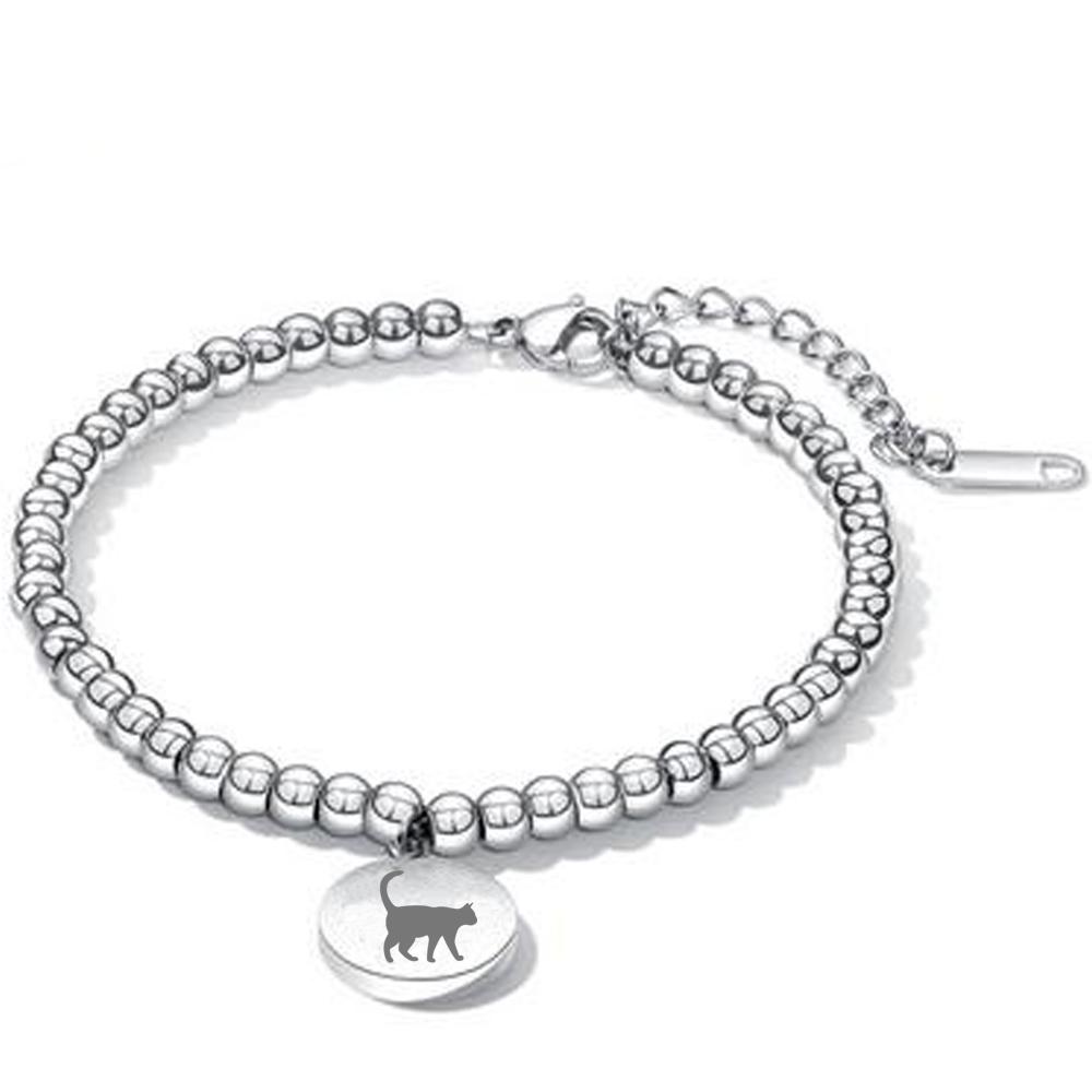 Fashion Charm Beaded Bracelets for Women Stainless Steel Beads Female Engrave Jewelry Bracelets