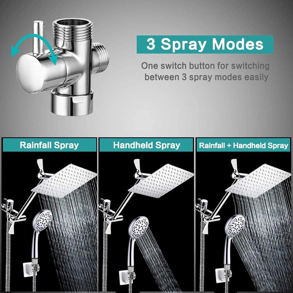 Silver Stainless Steel Shower Stall Faucet  Set Rainfall Rain Mixer Towel Swivel Spout Bath Head Bathroom Sprinkler Mixer Tap Set