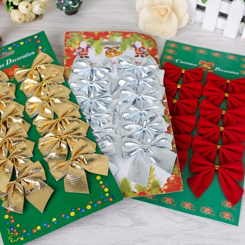 12-36PC Christmas Bow Ornaments 5.5cm Xmas Tree Bpw Hanging Pendants Gold Red Bowknot New Year Xmas Wedding Packaging Gift Decor