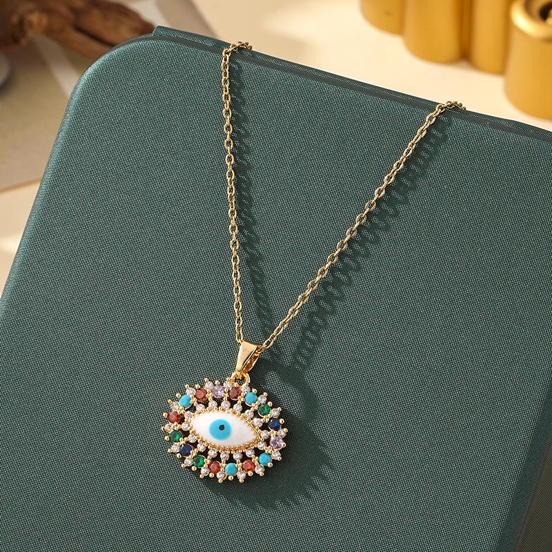 Beliebte Halskette mit blauem bösen Blick aus Titanstahl für Damen – Vielseitiger und personalisierter Schlüsselbeinkettenschmuck
