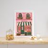 Coffee Shop City Bakery Illustration Croissants and Cookies Art Poster Canvas Painting Wall Print Picture for Kitchen Home Decor