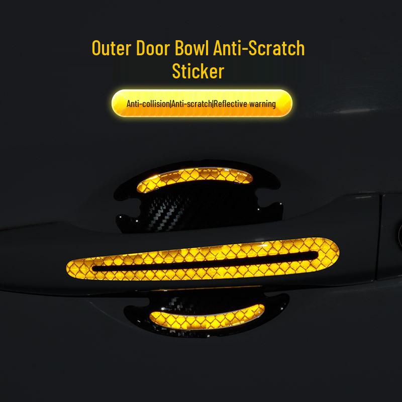 Reflective Carbon Fiber Anti-Collision Car Stickers for Handles, Door Bowl, and Mirrors