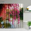 Park Garden Tree Flower Pond Nature Landscape Shower Curtain Bathroom Polyester Waterproof Fabric Curtains Home Bathtub Decor