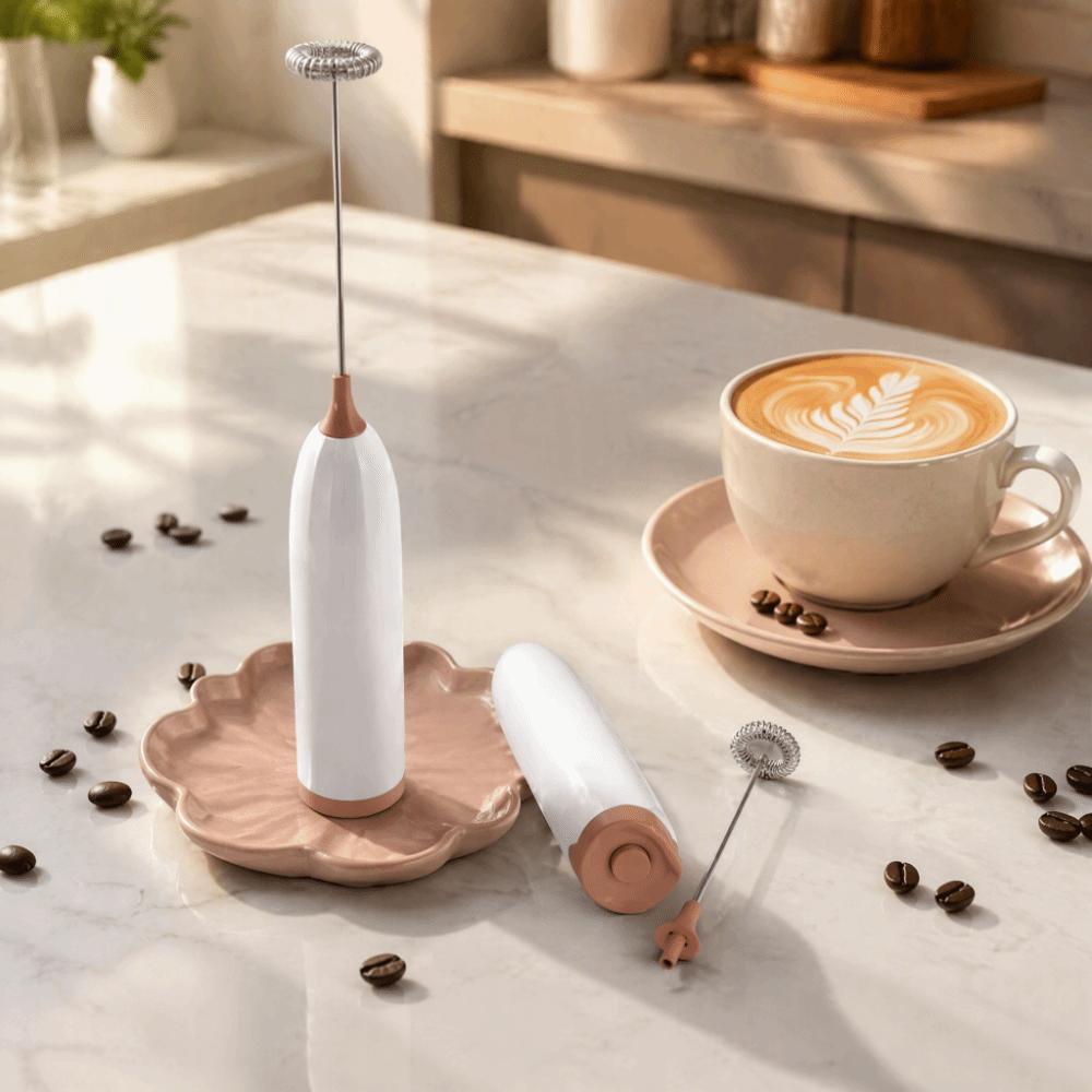 Battery Powered Milk Frother White Coffee Black Milk Beater Practical Milk Foam Maker  Home Kitchen