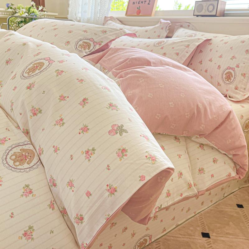 

Cartoon Bedding Set 100% Cotton Duvet Cover Set 3pcs - 140x200 200x200 Twin Full, Breathable, Hide Zipper Closure, Multi-Size 135x200cm(53x79 in)