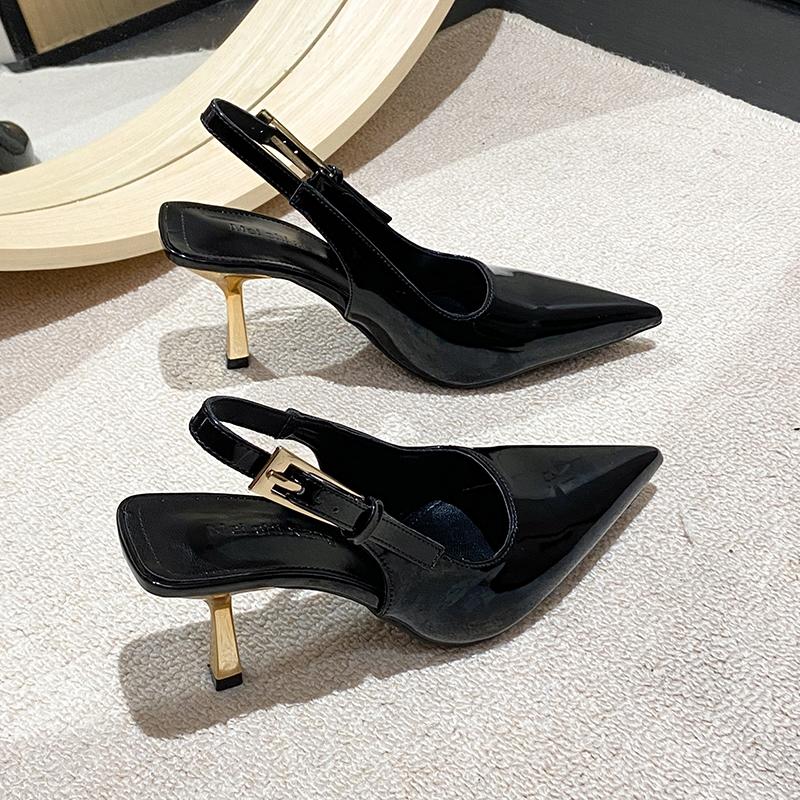 Mode Neue Damen Rot Schwarz Pumps Schuhe Designer Mode Flache Slipper Slingback Sandalen Dünner Hoher Absatz Kleid Sexy Pumps Schuhe