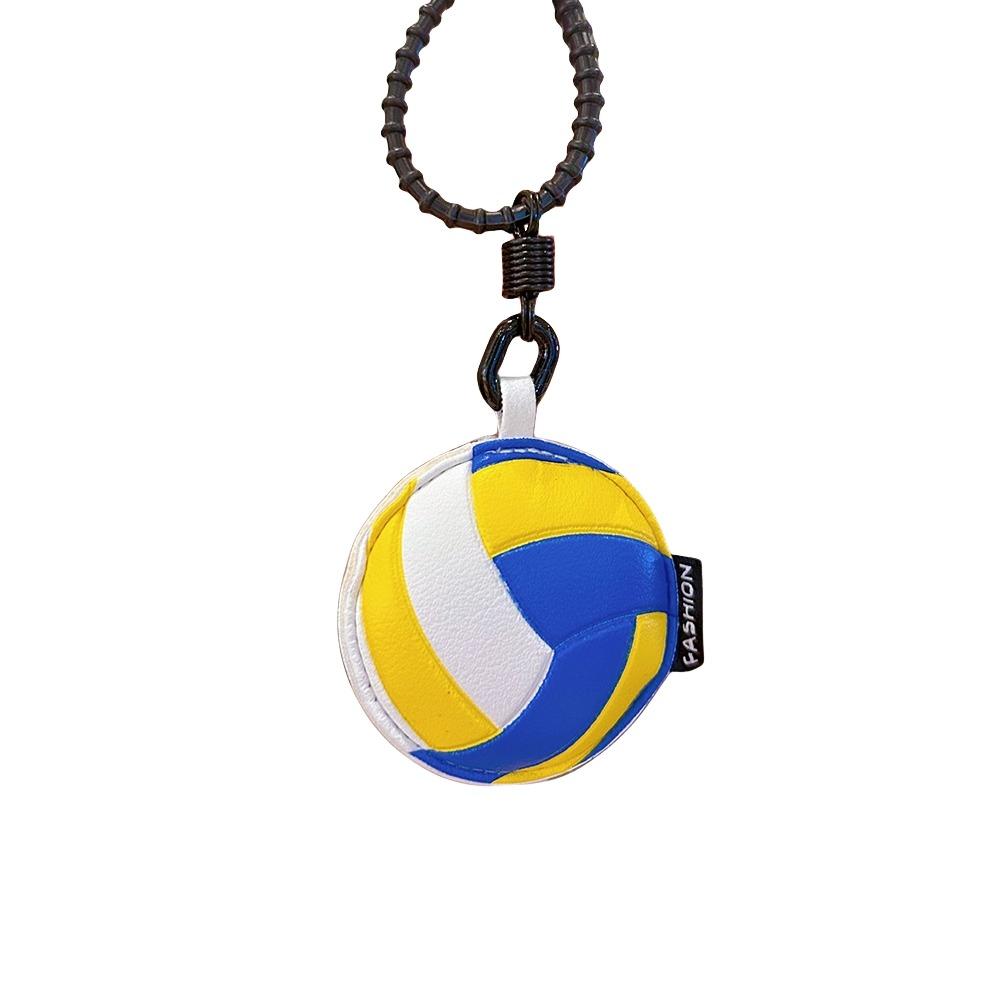 Cartoon 3D Rugby Football Pendant Volleyball Car Key Ring Personality Ball Leather Keychain  Gift