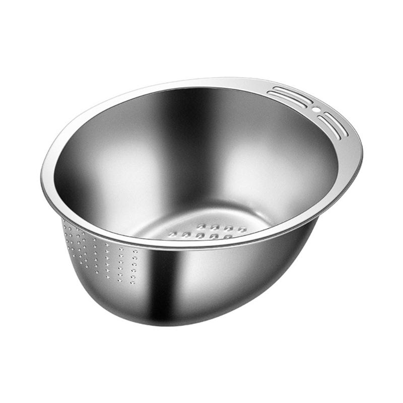 304Stainless Steel Kitchen Basin Serving Basket Washing Basket Kitchen Colander Washing Bowl for Rice and Vegetables