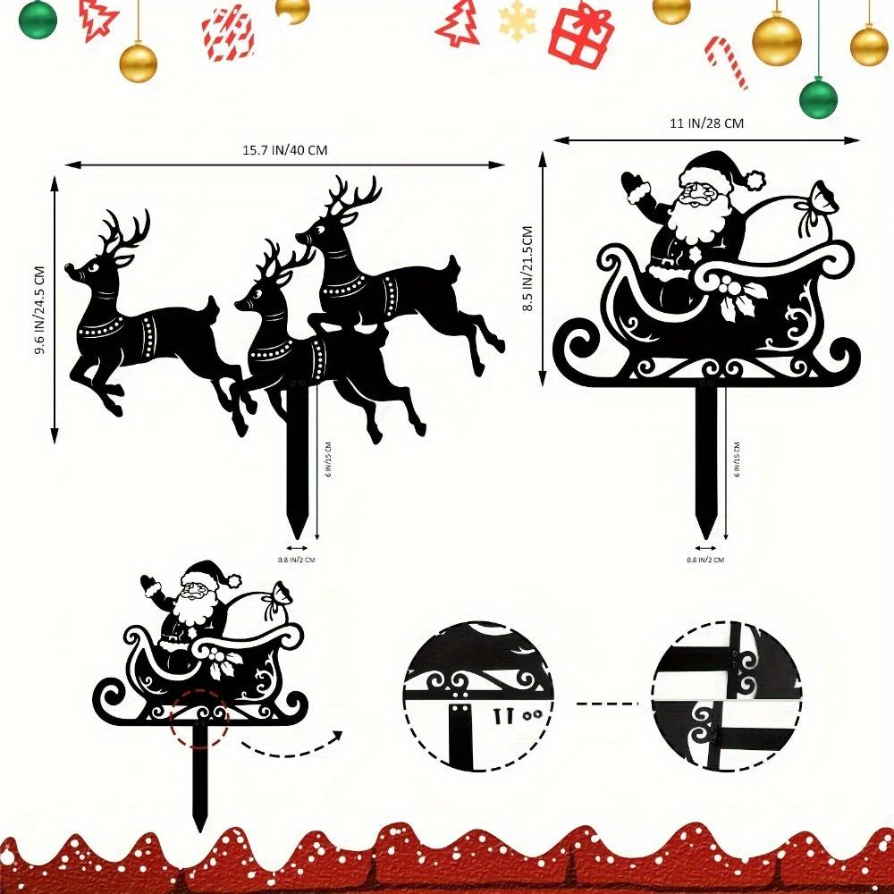 Metal Christmas Yard Stakes Reindeer Sleigh Outdoor Holiday Decor