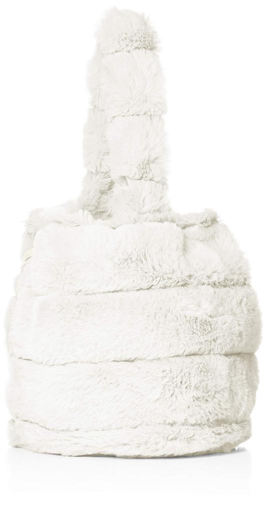 Fluffy Tiered Eco Fur Drawstring Bag K376 White [Berish]