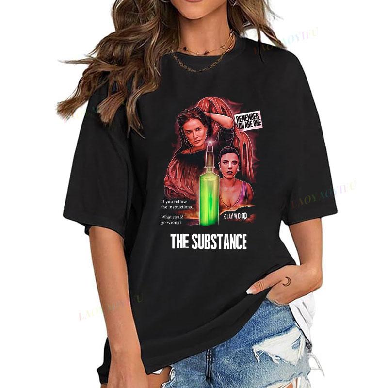 Camiseta Hombre The Substance Film T Shirt Unisexs Top Novelty Horror Movie Short Sleeve Crewneck Graphic Tee