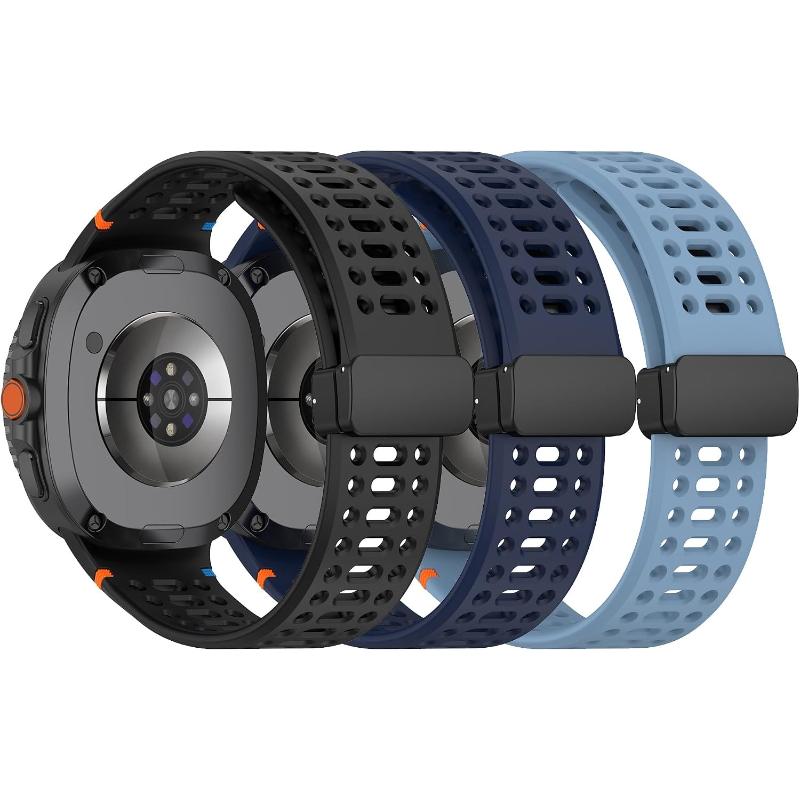 Silicone Sport Replacement Straps For Samsung Galaxy Watch 8 Classic / Watch 8 40mm 44mm, Magnetic Folding Clasp ,3-Piece