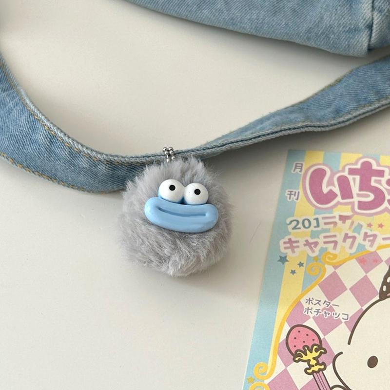 Cartoon Sausage Mouth Hair Ball Key Chain Phone Pendant Couple Key Ring Backpack Charms Car Bag Decor Christmas Gift