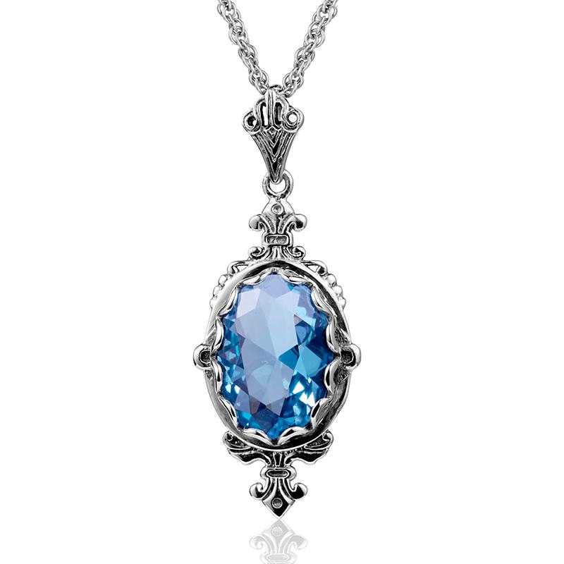 100% Sterling Silver 925 Citrine Necklace Women Luxury 10*14mm 8ct Oval Yellow Stone Pendant Victoria Style Jewelry Gift Female