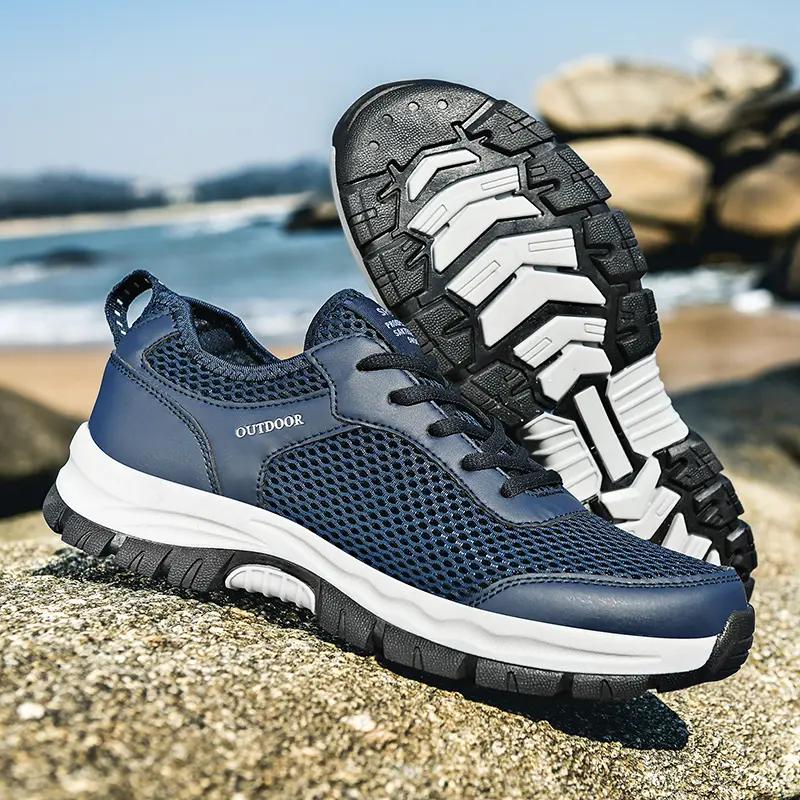 

Мужская обувь, дышащие летние мужские кроссовки, уличная походная обувь с сетчатой ​​поверхностью, большой размер 39-48 48 синий
