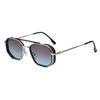 Double beam metal punk sunglasses men's, women's retro ins style European and American ink polygon personalized glasses
