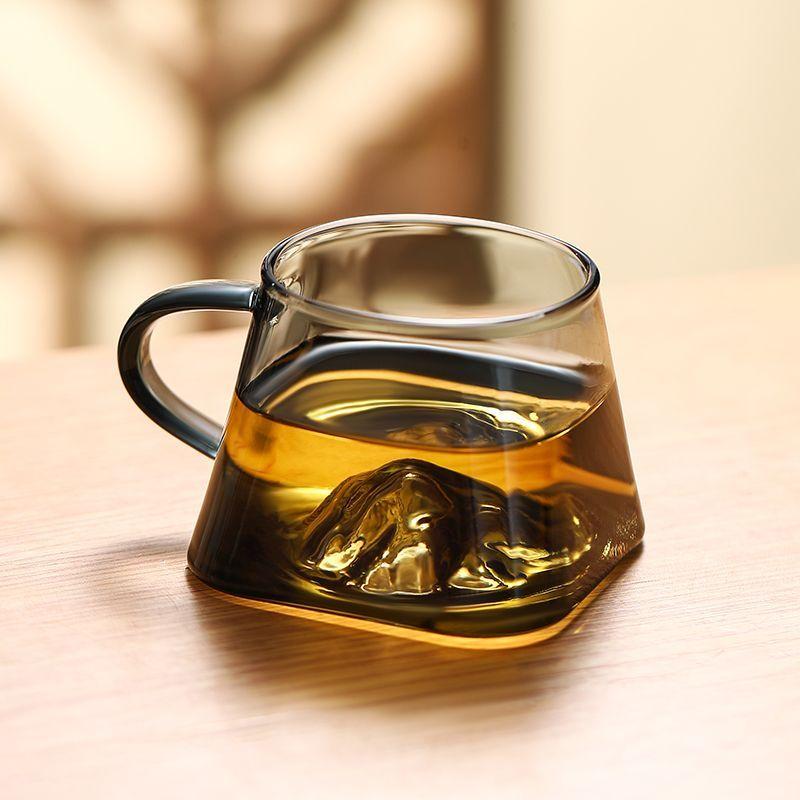 High Grade Coffee Mug View Mountain Glass Cup With Handle Personal Special Coffee Water Tea Mug For Office Home Daily Drinkware