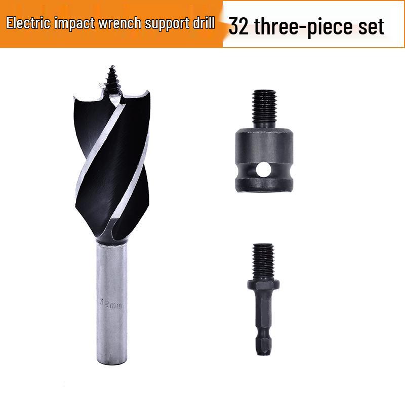 Electric Screwdriver Set: Four-Blade Woodworking Drill with Extended Air Wrench and Joint for Wood Board Hole Opening