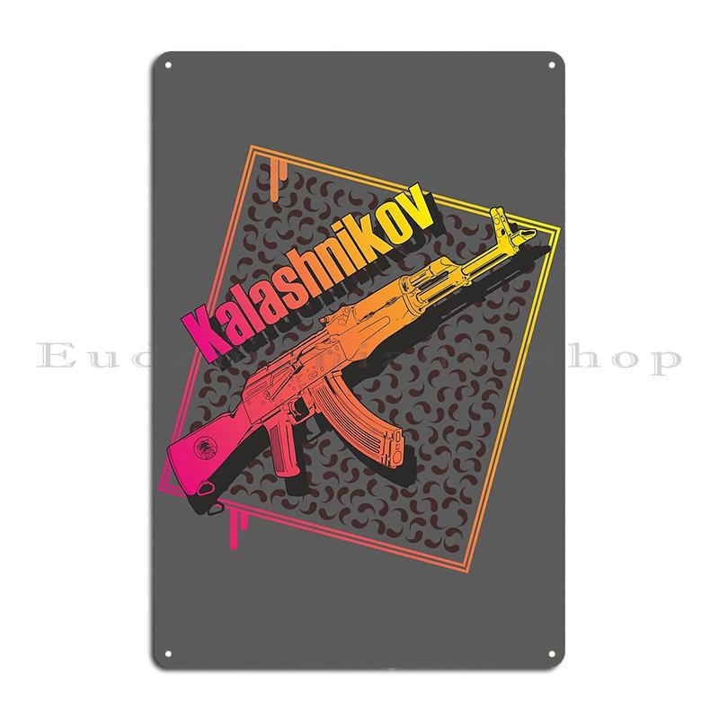Soviet Kalashnikov Ak-47 Metal Signs Club Party Mural Wall Decor Vintage Ussr Weapon Retro Cccp Tin sign Posters