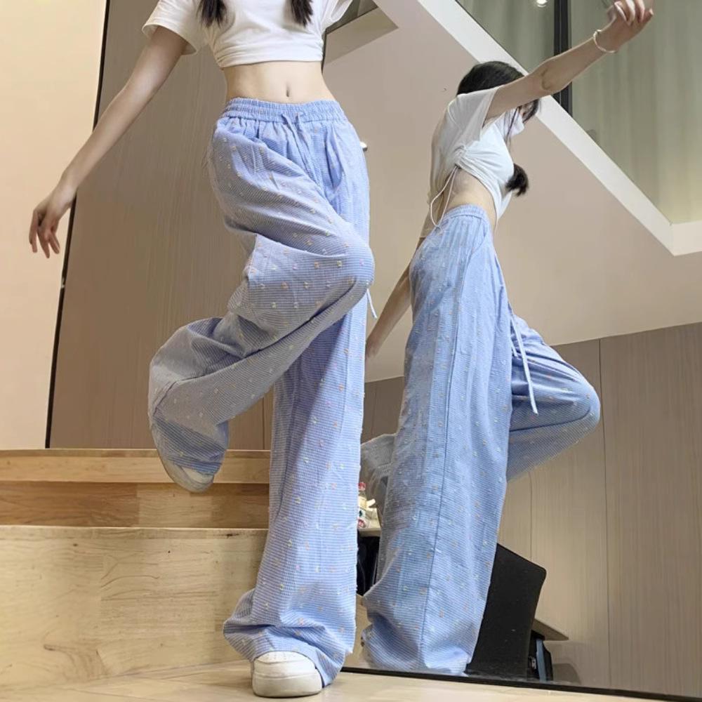 

Dopamine 145 Women s Colorful Polka Dot Wide-Leg Summer Pants with Elastic Waist and Texture M (96-105 jin)