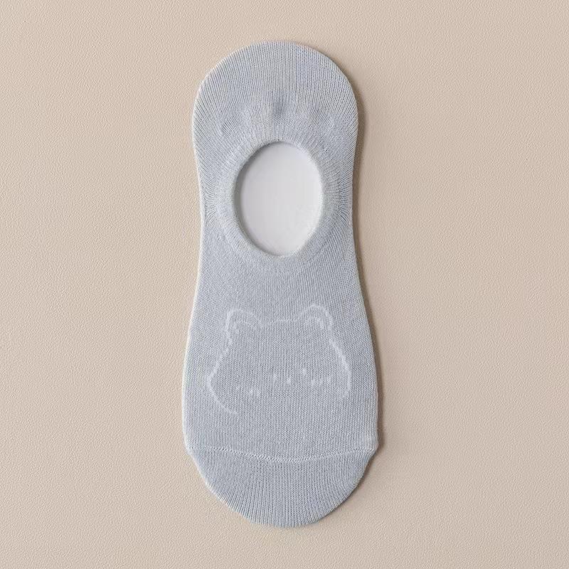 

Женские летние тонкие милые мультяшные носки-следки однотонные, невидимые, не сползающие. 1 pair светло-серый