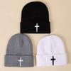 Autumn And Winter Acrylic Cross Embroidered Knitted Hat Men And Women Versatile Trend Wool Hat Hip Hop Cold