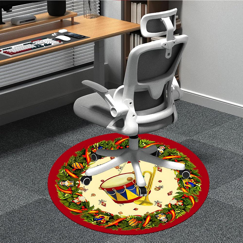 

1PC Christmas Wreath Chair Carpet for Office, Indoor Non-Slip Washable Carpet, Soft Comfortable Mat For Office Room yy250930116 80cm by 80cm