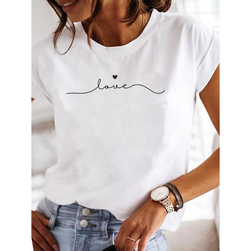 

(European Size) Watercolor Women Flower Trend Cute Tee Top Short Sleeve Fashion Print Lady Clothing Casual T-shirt Female Graphic T-shirts 4XL