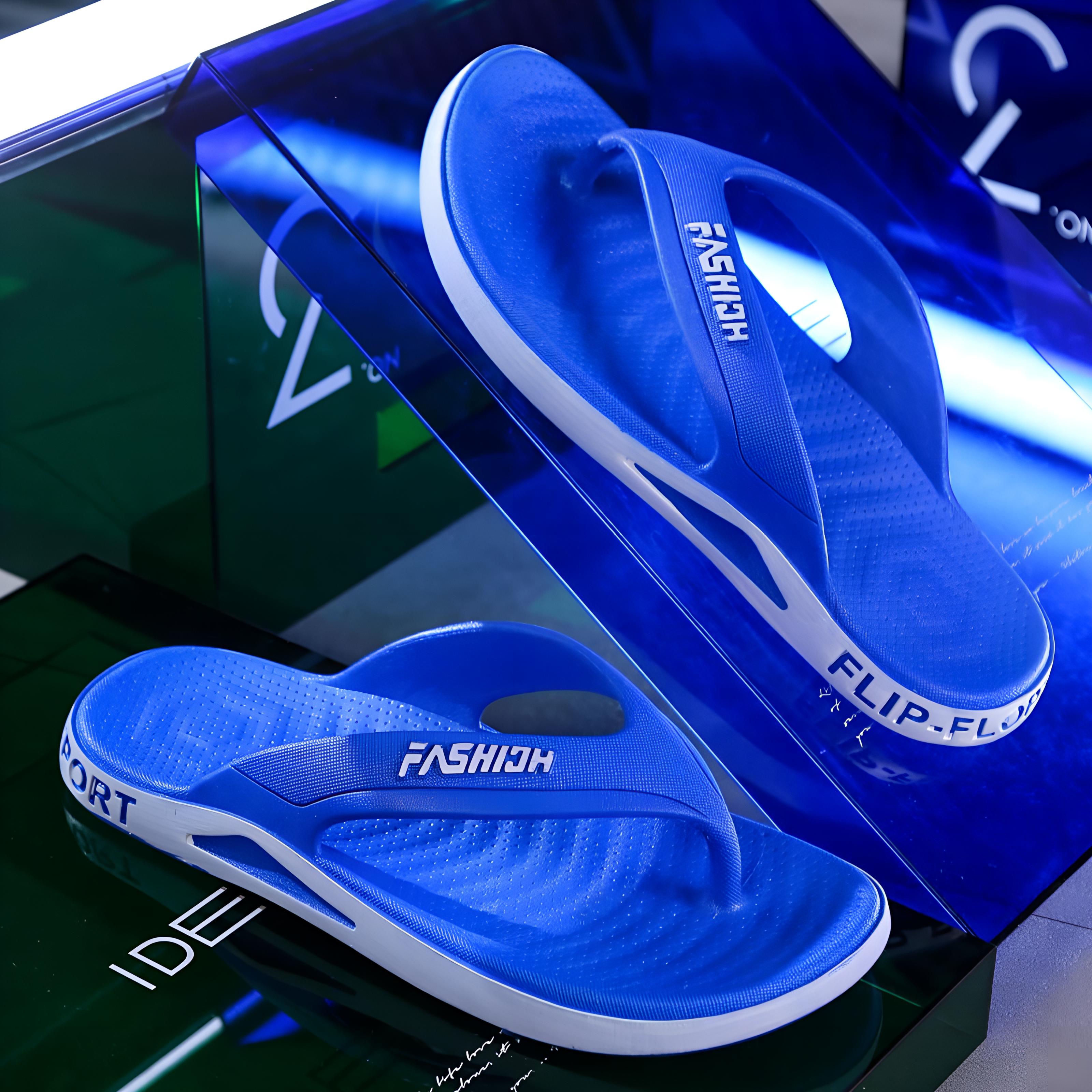 

Мужские прочные нескользящие дезодорирующие шлепанцы: Стильная пляжная обувь для летних прогулок или домашнего использования 42-43 синий