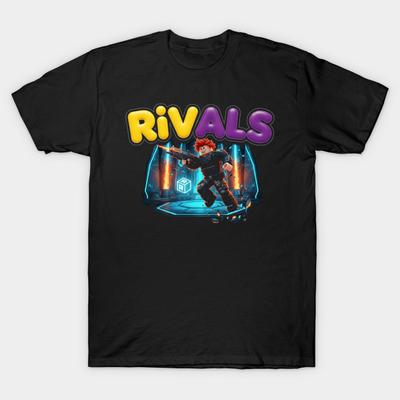 T-shirt Imprimé Noir Homme Taille Asiatique Roblox Rivals Impression par Transfert Thermique Sans Découpe T-shirt en Coton