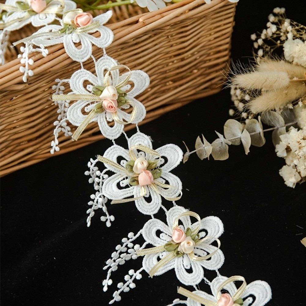 

3D Flower Lace for Crafts Decorative Trim Lace Material Fabric Wedding Dress Decor Applique Design Clothing Applique 8cm