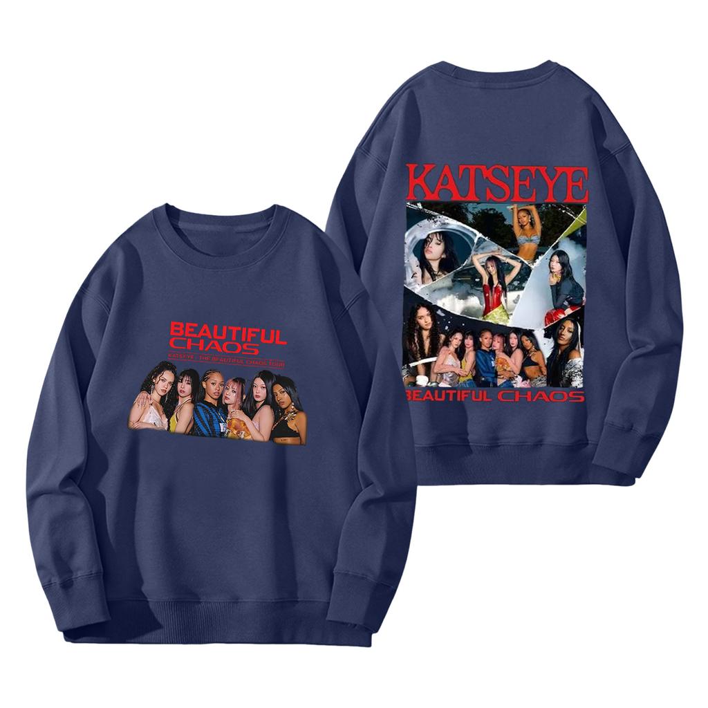 Women's Fashion Long Sleeve Print Round Neck Loose Pullover Sweater Top