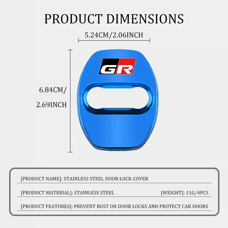4Pcs Zinc Alloy Car Door Lock Buckle Protective Covers For S3 GRsport Hilux Aygo Yaris Corolla Rav4 CHR Auris JH3