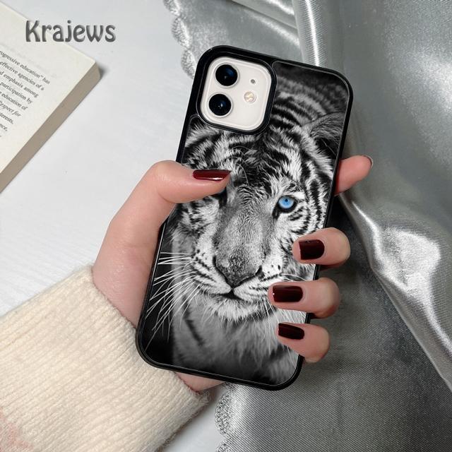 Animal White Tiger Pattern Soft Phone Case Cover For iPhone 17 Air 16 15 14 Plus 11 12 13 Pro Max Coque Fundas