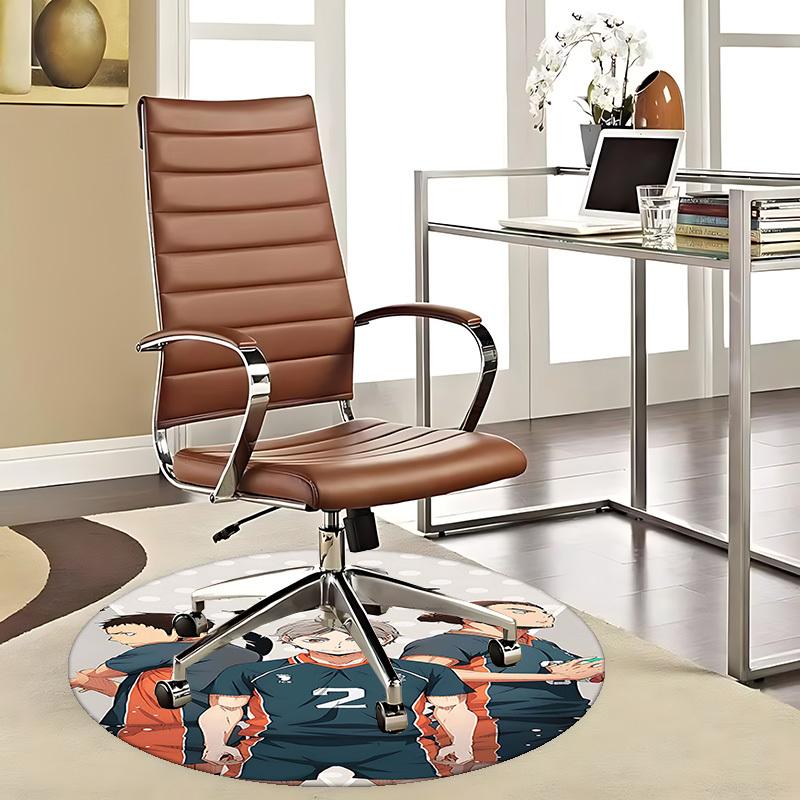 

1pc Haikyuu!! Karasuno Volleyball Team Uniform Anime Round Carpet - Office Chair Mat, Non-Slip Rug for Home Decor, Seasonal Gift, Suitable for Office, 80cm by 80cm