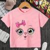 Kids T Shirt Flower Cat Graphic Anime Shirt Summer Girls Floral Kitty Tops Short Sleeve Tee Cute Animal Cartoon Cat White Tshirt