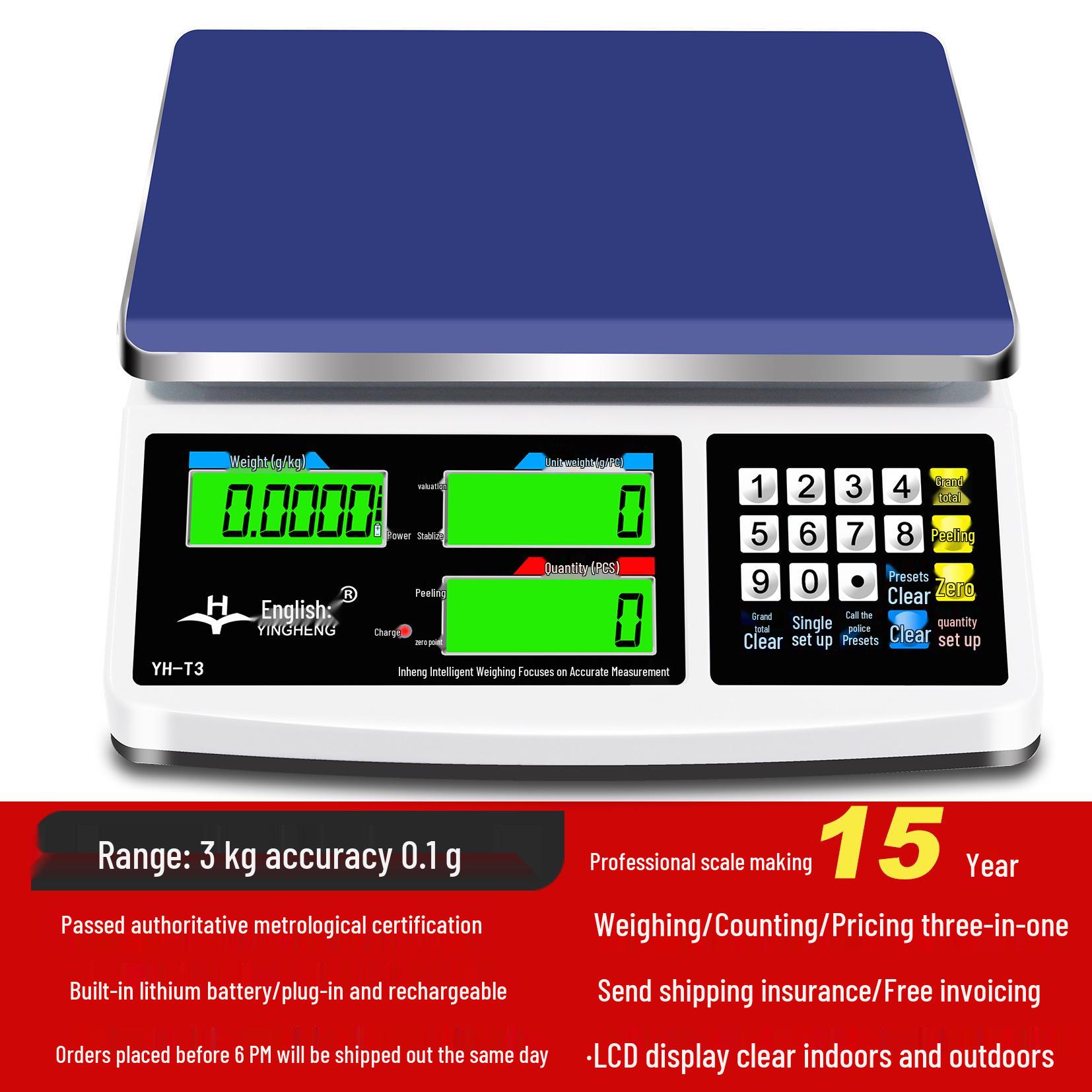 High-Precision 0.1g Electronic Counting Scale - Commercial Platform Gram Scale