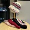 Winter Knitted Warm Contrast Maillard Fisherman Hat Women's Thickened Cold Proof Fashion Woolen Hat Basin Hat