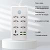 Wall Mount Power Extension Socket with USB Fast Charging Line Filter Voltage Regulator 6 Outlets 4 USB Ports 2M Cord for Workshop Use
